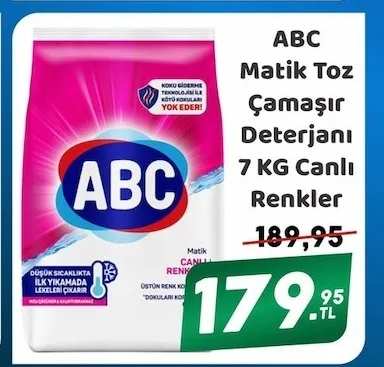 Abc Matik Toz Çamaşır Deterjanı 7 Kg Canlı Renkler