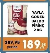 Yayla Gönen Baldo Pirinç 2 Kg