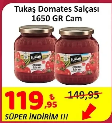 Tukaş Domates Salçası 1650 Gr Cam