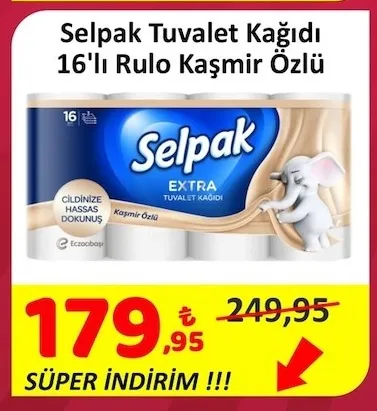 Selpak Tuvalet Kağıdı 16'Lı Rulo Kaşmir Özlü