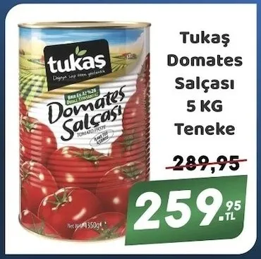 Tukaş Domates Salçası 5 Kg Teneke