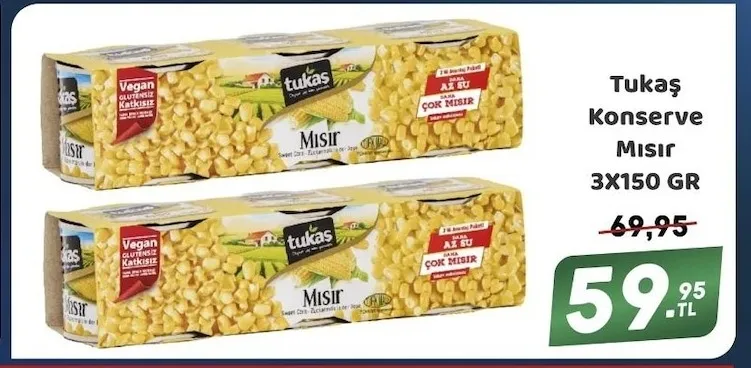 Tukaş Konserve Mısır 3X150 Gr