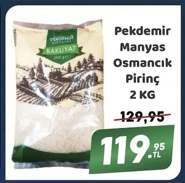 Pekdemir Manyas Osmancık Pirinç 2 Kg
