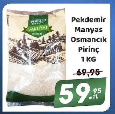 Pekdemir Manyas Osmancık Pirinç 1 Kg