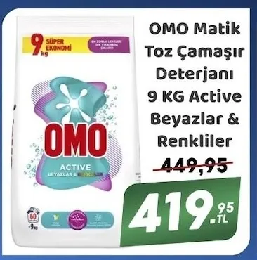 Omo Matik Toz Çamaşır Deterjanı 9 Kg Active Beyazlar & Renkliler