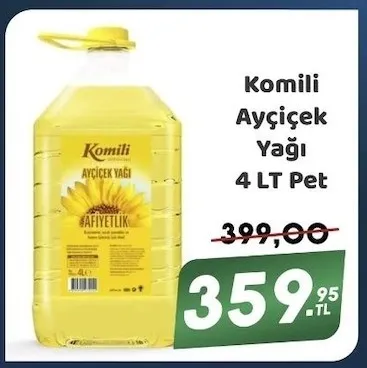 Komili Ayçiçek Yağı 4 Lt Pet
