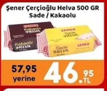 Şener Çerçioğlu Helva 500 Gr Sade / Kakaolu