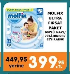Molfix Ultra Fırsat Paket 100'Lü Maxi / 78'Li Junior / 62'Li Large