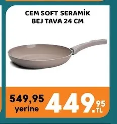 Cem Soft Seramik Bej Tava 24 Cm