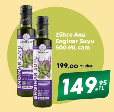 Zühre Ana Enginar Suyu 500 Ml Cam