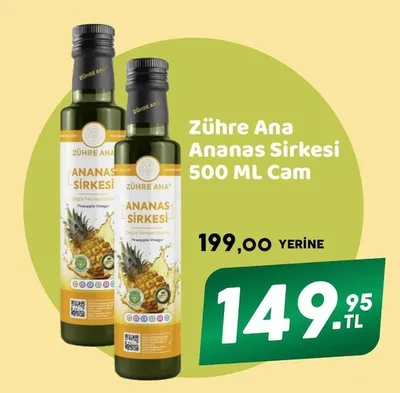 Zühre Ana Ananas Sirkesi 500 Ml Cam