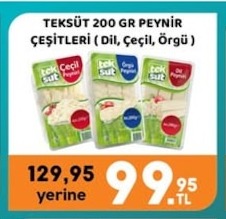 Teksüt 200 Gr Peynir Çeşitleri (Dil, Çeçil, Örgü)