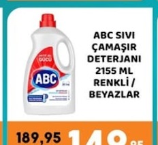 Abc Sıvı Çamaşır Deterjanı 2155 Ml Renkli / Beyazlar