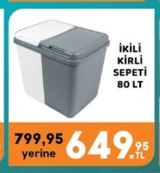 İkili Kirli Sepeti 80 Lt