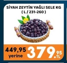 Siyah Zeytin Yağli Sele Kg (L / 231-260)