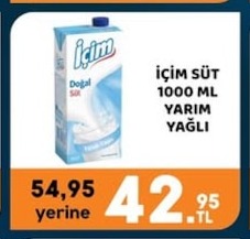 İçim Süt 1000 Ml Yarim Yağli