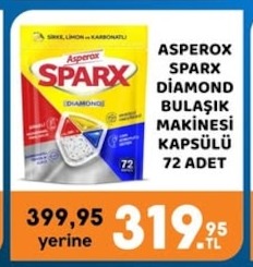 Asperox Sparx Diamond Bulaşik Makinesi Kapsülü 72 Adet