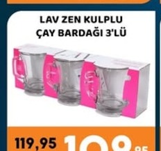 Lav Zen Kulplu Çay Bardağı 3 Lü