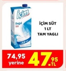 İçim Süt 1 Lt Tam Yağlı