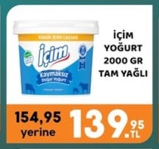 İçim Yoğurt 2000 Gr Tam Yağlı