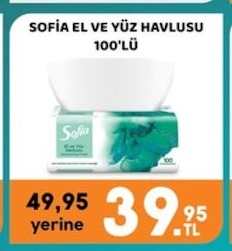Sofia El Ve Yüz Havlusu 100'Lü