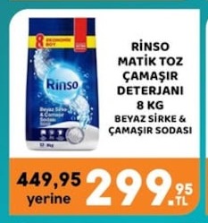 Rinso Matik Toz Çamaşir Deterjani 8 Kg Beyaz Sirke & Çamaşir Sodasi