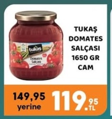 Tukaş Domates Salçası 1650 Gr Cam