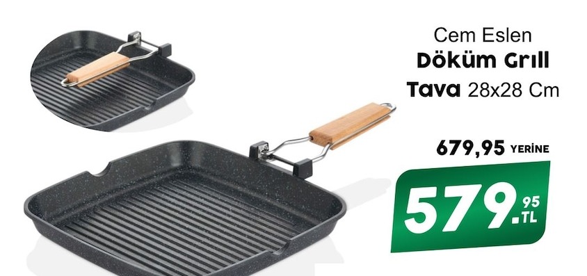 Cem Eşlen Döküm Grill Tava 28X28 Cm