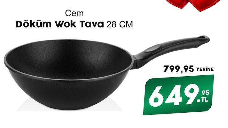 Cem Döküm Wok Tava 28 Cm