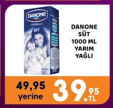 Danone Süt 1000 Ml Yarım Yağlı