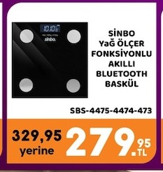 Sinbo Yag Olcer Fonksiyonlu Akilli Bluetooth Baskul Sbs-4475-4474-473