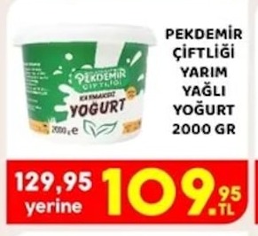 Pekdemir Çiftliği Yarim Yağli Yoğurt 2000 Gr