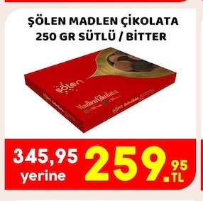 Şölen Madlen Çikolata 250 Gr Sütlü / Bitter