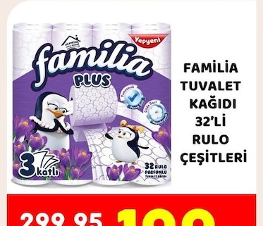 Familia Plus Tuvalet Kagidi 32'Li Rulo Cesitleri
