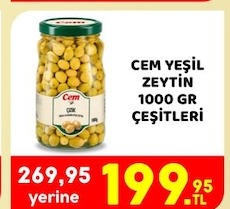 Cem Yeşil Zeytin 1000 Gr Çeşitleri