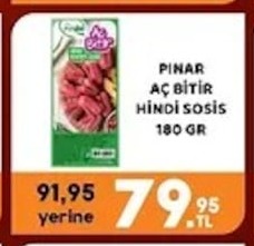 Pinar Aç Bitir Hindi Sosis 180 Gr
