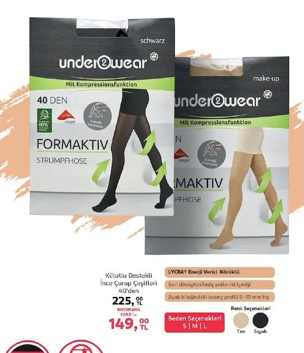 Under2Wear Formaktiv Strumpfhose 40 Den