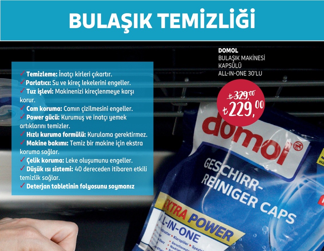 Domol Bulaşık Makinesi Kapsülü All-In-One 30'Lu