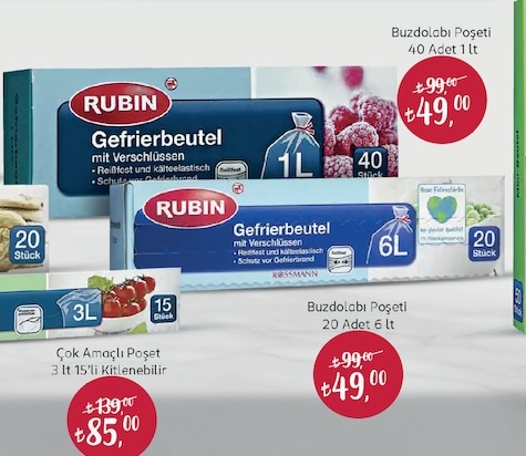 Rubin Buzdolabı Poşeti 40 Adet 1 Lt