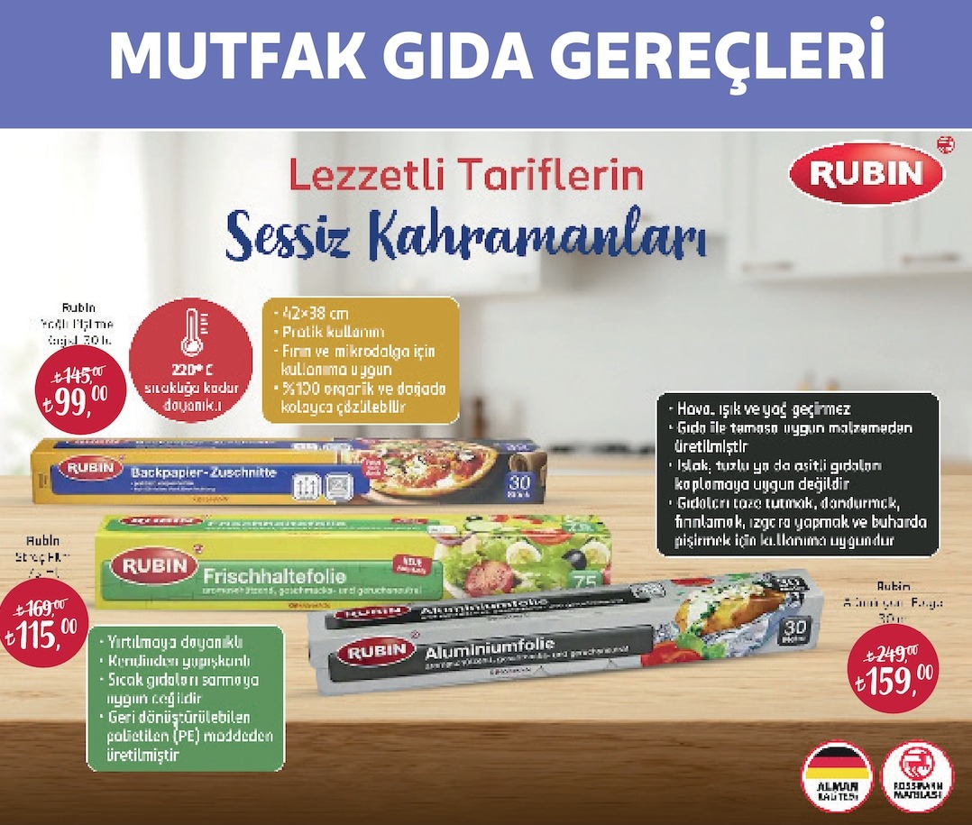 Rubin Bakpapiervor Vebreitschnitte & Alüminyumfolie Set