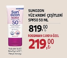 Sun Ozon Yüz Kremi Çeşitleri Spf50 50 Ml