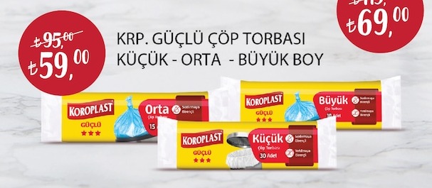 Koroplast Güçlü Çöp Torbası Küçük - Orta - Büyük Boy