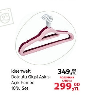 Ideenwelt Dolgulu Giysi Askısı Açık Pembe 10'Lu Set