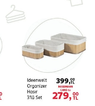 Ideenwelt Organizer Hasır 3'Lü Set