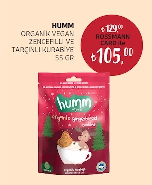 Humm Organik Vegan Zencefilli Ve Tarçınlı Kurabiye 55 Gr