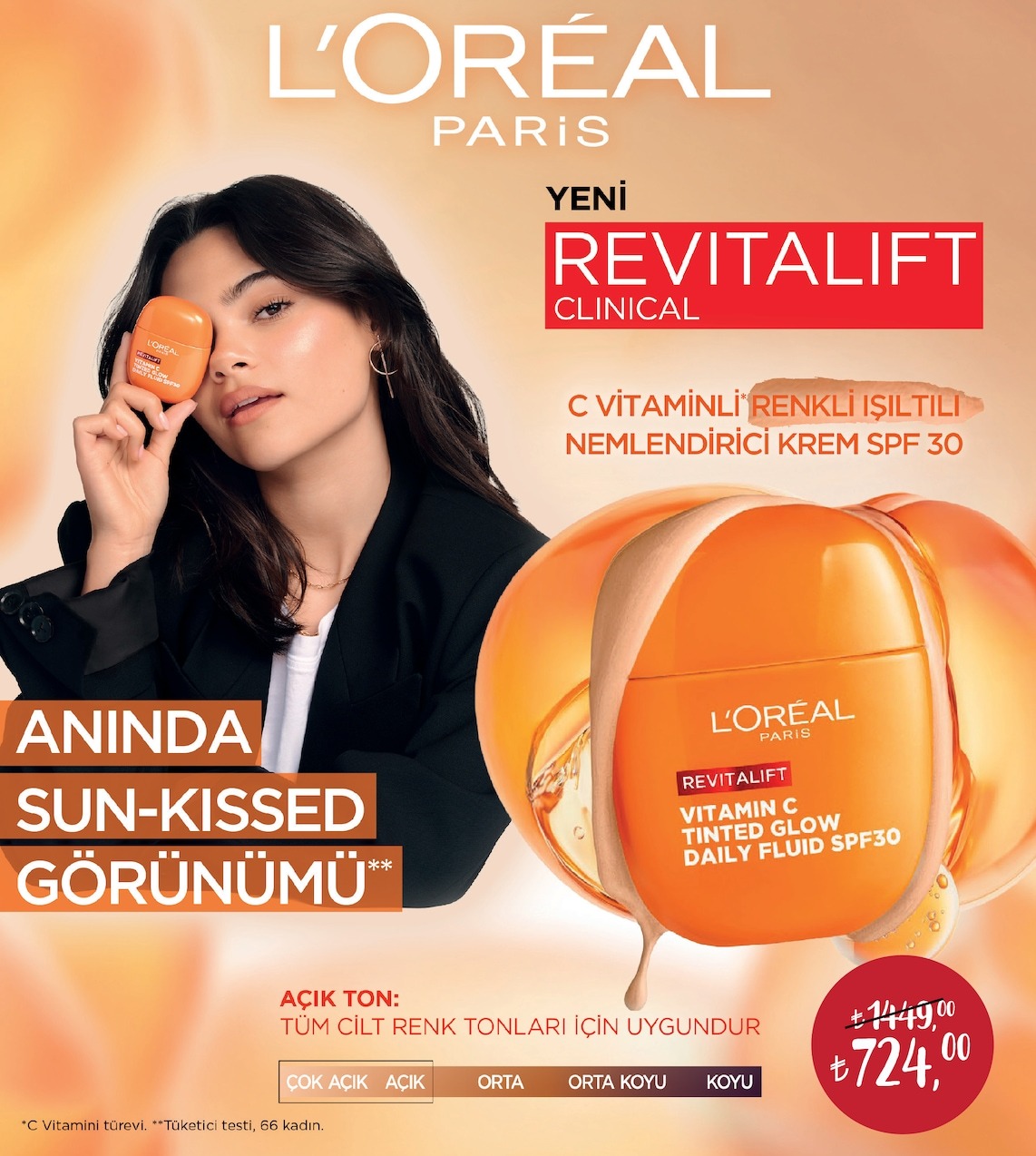 L'Oréal Paris Revitalift C Vitaminli Renkli Işıltılı Nemlendirici Krem Spf 30