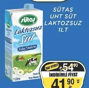 Sütaş Uht Süt Laktozsuz 1Lt