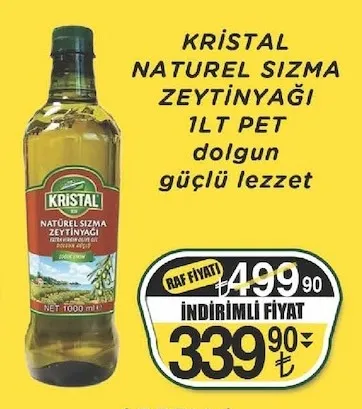 Kristal Naturel Sızma Zeytinyağı 1Lt Pet