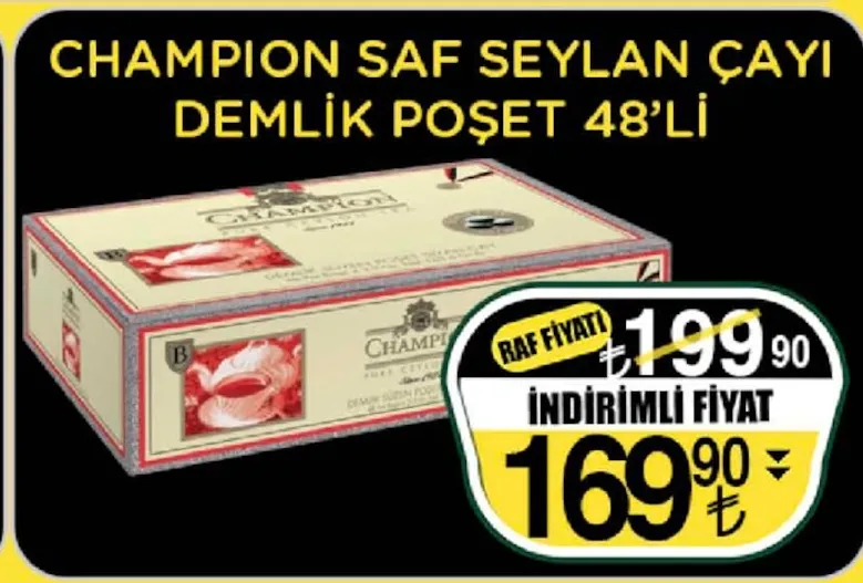 Champion Saf Seylan Çayı Demlik Poşet 48'Li