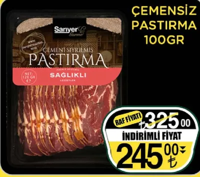 Sarıyer Gurme Çemensiz Pastırma 100Gr